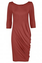 SALE - Cari Draped Midi suknelė 3/4 rankovėmis